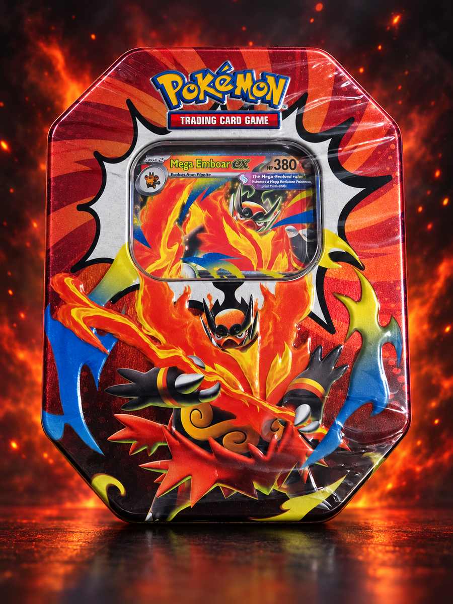 Pokémon TCG Mega Evolution Ascended Heroes Tin Mega Emboar ex sealed