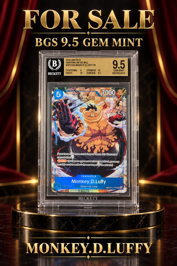 One Piece Monkey.D.Luffy OP11-058 Treasure Rare BGS 9.5 Gem Mint slab, cert 0020553974