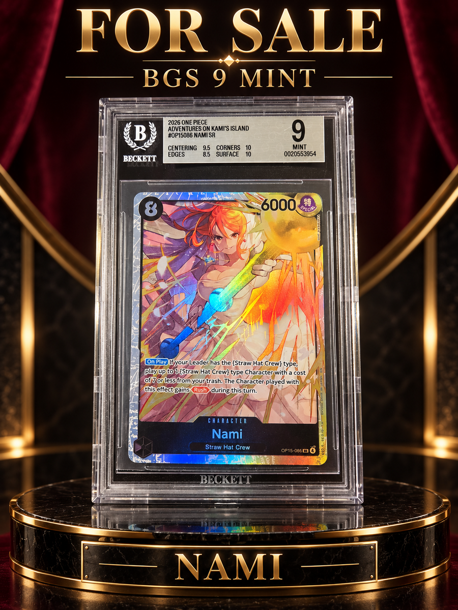 One Piece Nami OP15-086 SR BGS 9 Mint slab, cert 0020553954