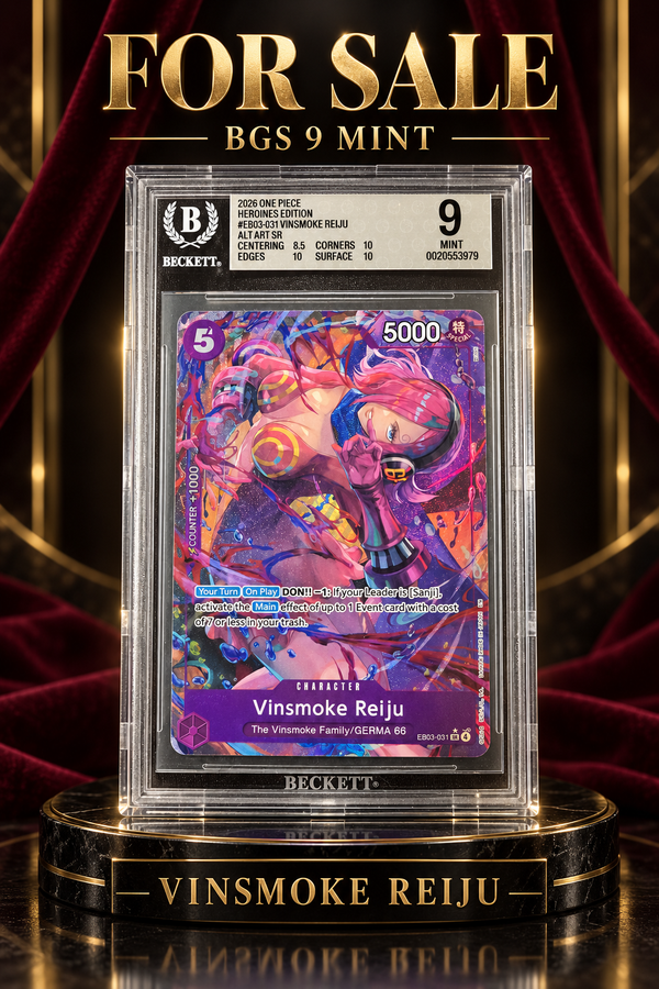 One Piece Vinsmoke Reiju EB03-031 alternate art BGS 9 Mint slab, cert 0020553979