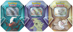 All three variants inside the sealed case - Darkrai, Tyranitar, and Slaking Pokemon TCG Triple Whammy Tins (2 of each per case)