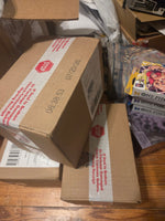 Two sealed Walgreens master cartons of Pokemon TCG Triple Whammy Tins - security tape intact, factory sealed, ship-dated 07/20/26